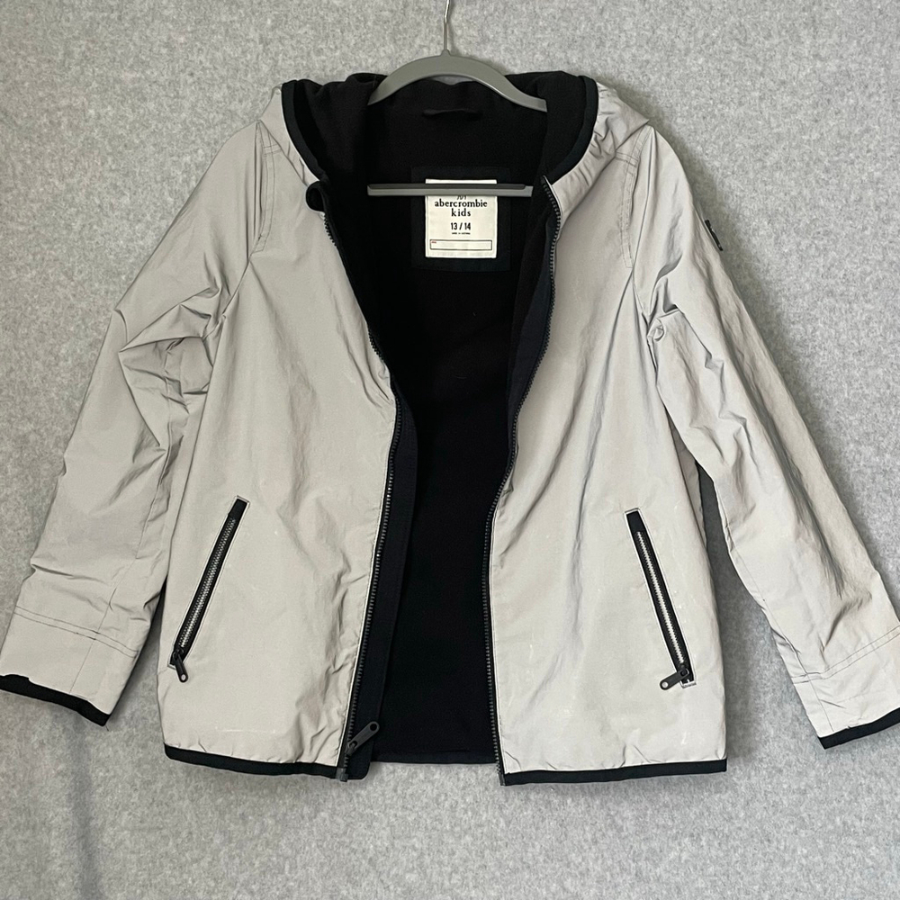 Abercrombie Kids Gray Black Hooded Jacket Size 13/14
